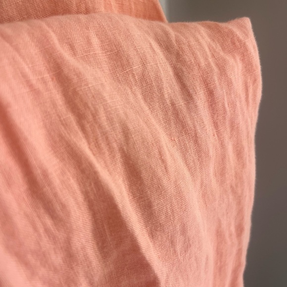 Peach 100% Linen Tunic, natural brown buttons size small - Picture 7 of 10